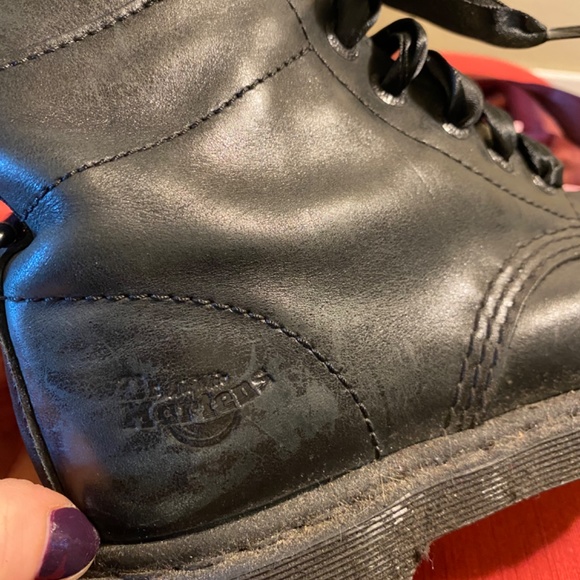 Dr Martens Aimilie Fold Down Black US 7/UK 5 - Rare with ribbon laces - Picture 2 of 8